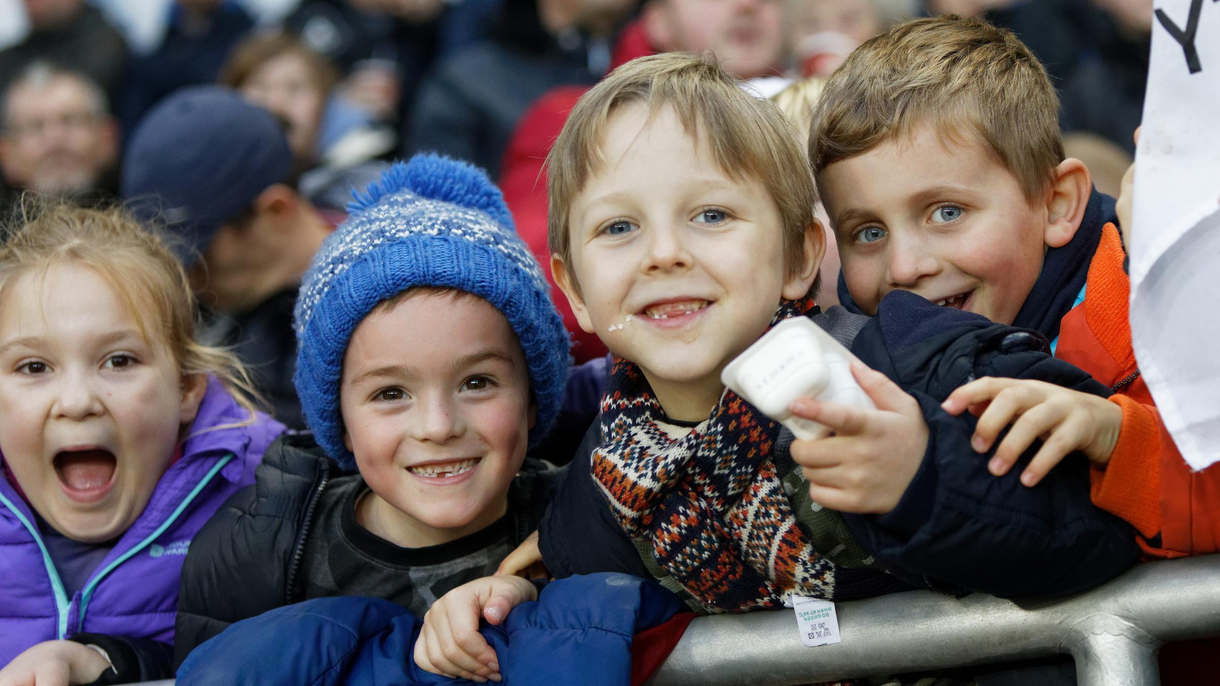 Young Swansea City supporters.