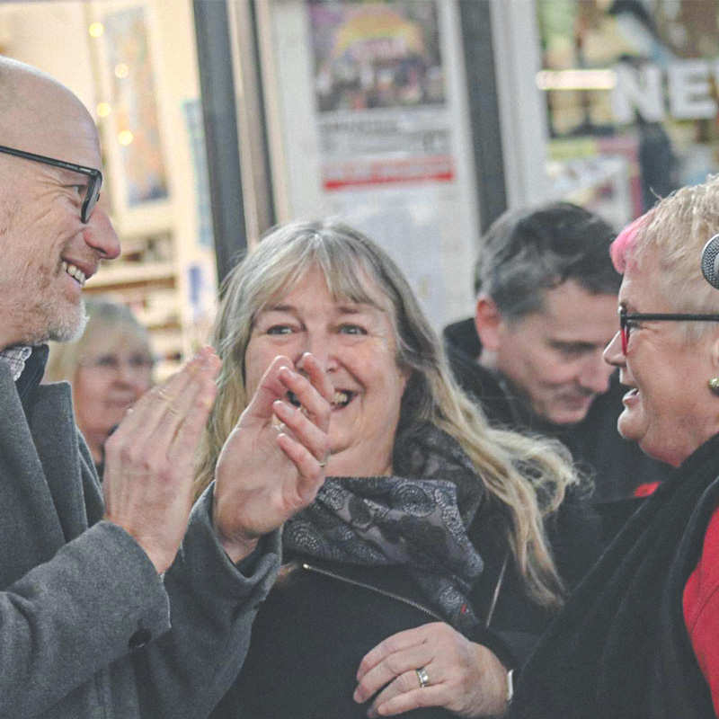 Photograph of the Everyone Deserves a Christmas launch event in Swansea market