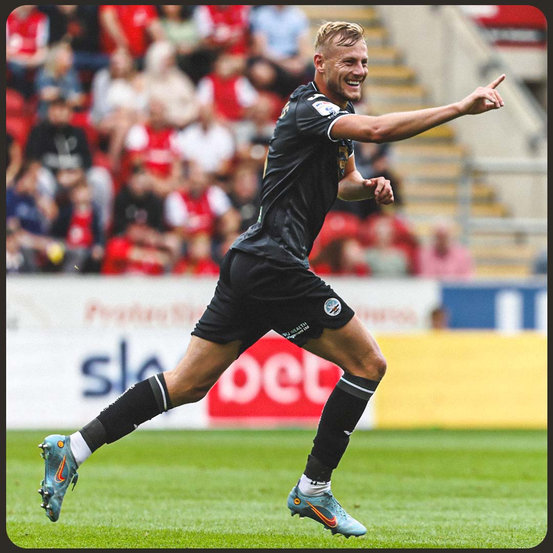 Photograph of Harry Darling Celebrating a Goal at Rotherham
