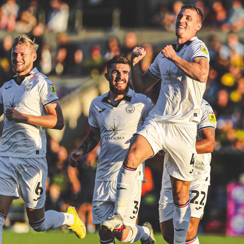 Photograph of Jay Fulton scoring against Oxford United.