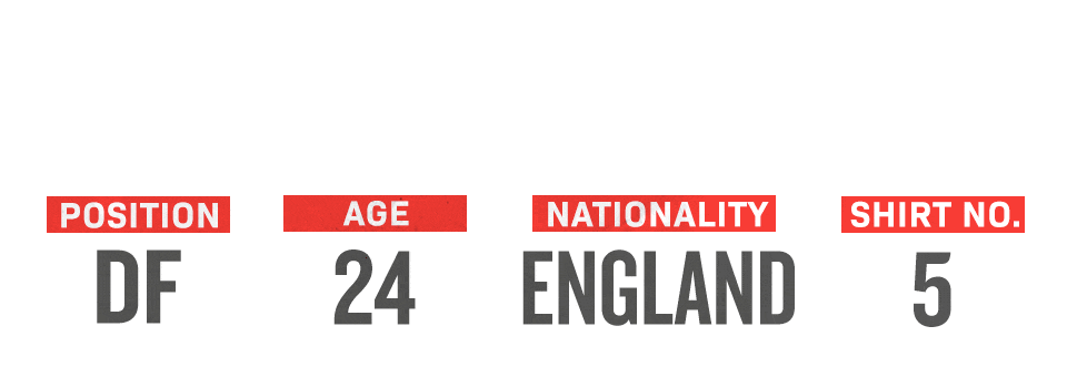 Position: Defender - Age: 24 - Nationality: England - Shirt Number: 5