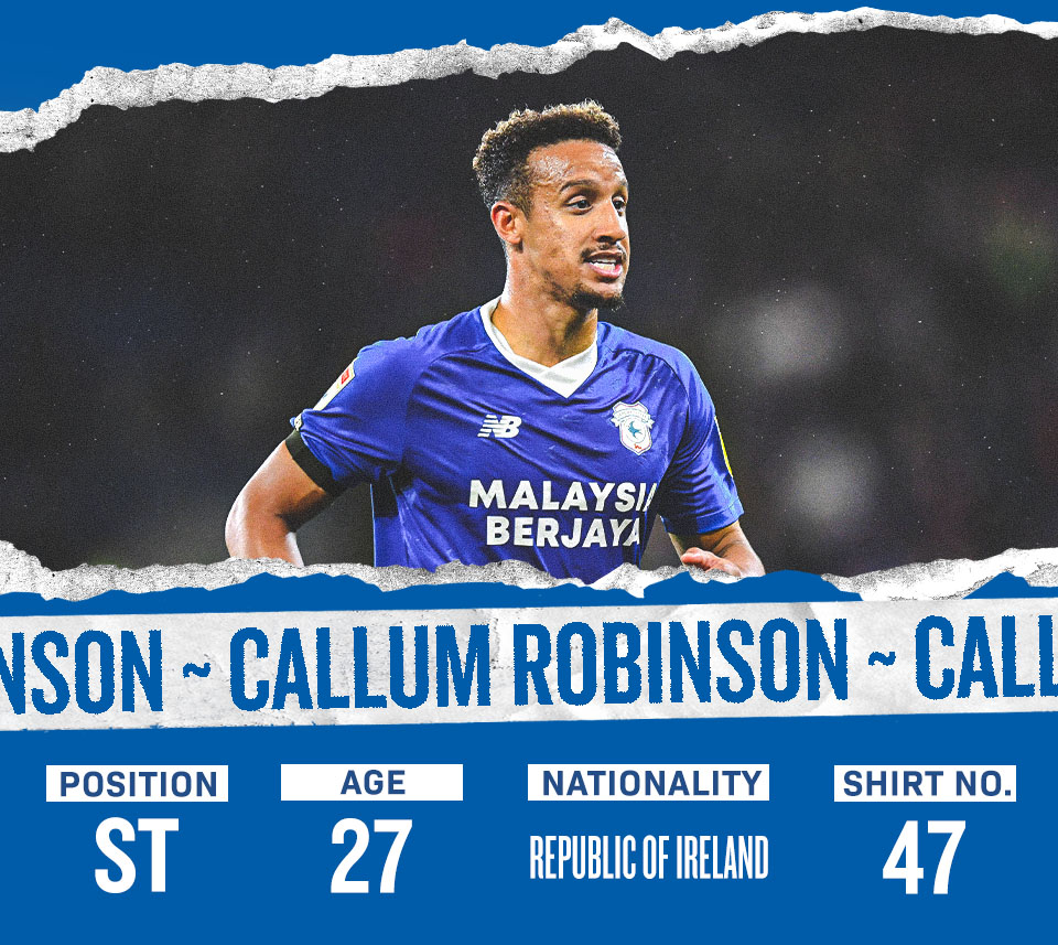 Callum Robinson. Position Striker, Age 27, Nationality Republic of Ireland, Shirt Number 47.