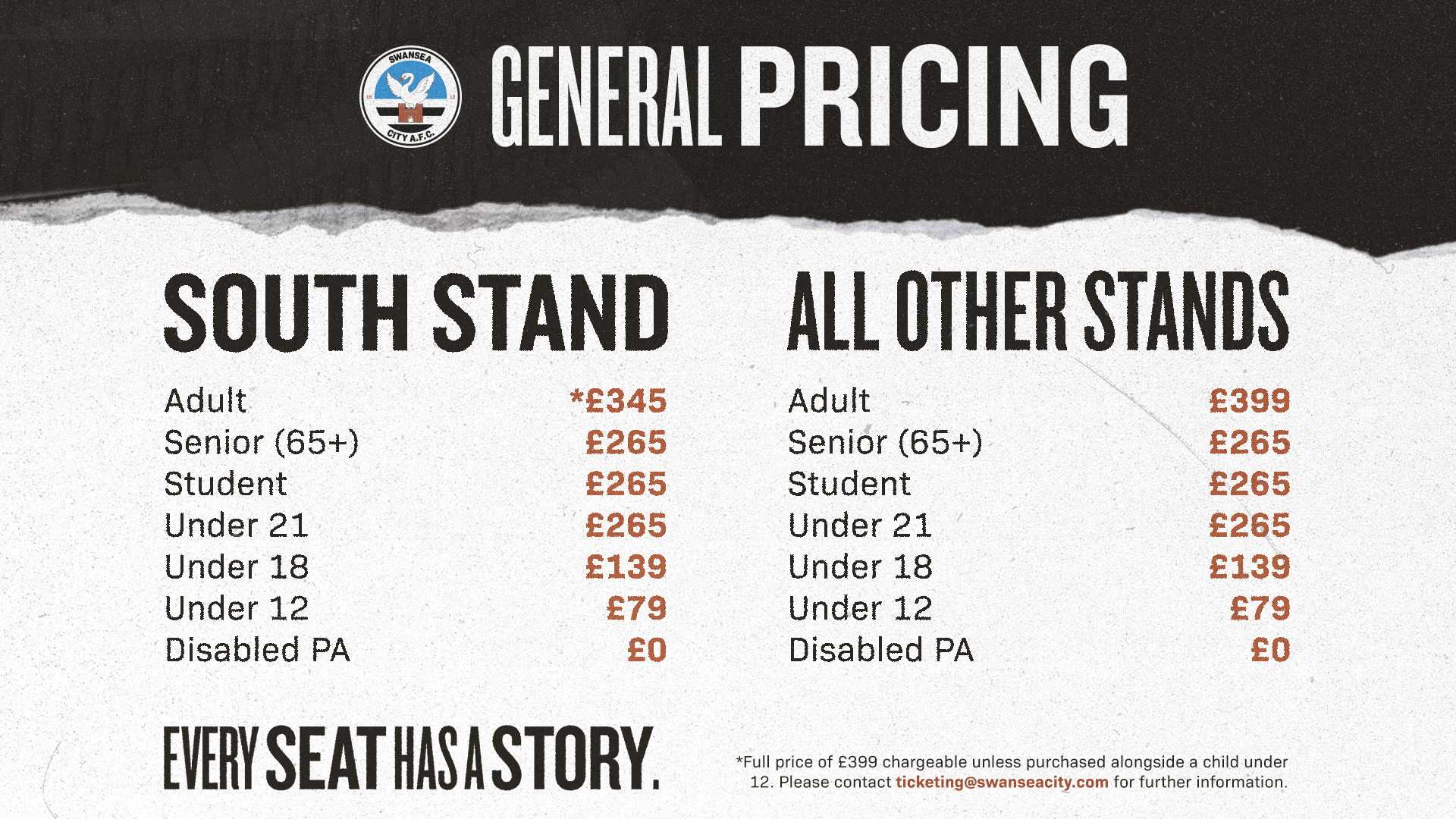 General sale pricing details for the 23-24 season