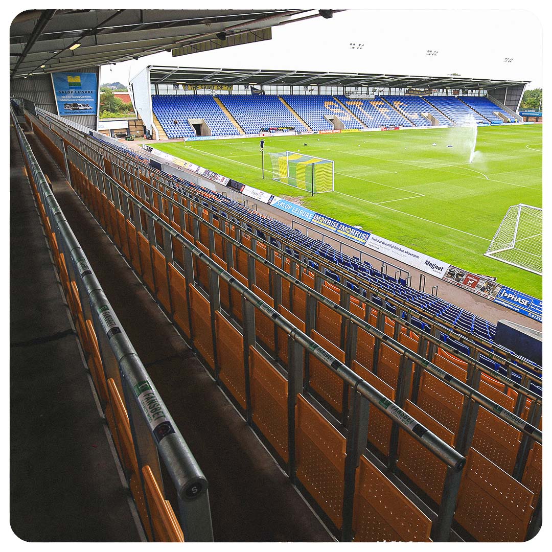 Photograph of Shrewsbury Town Safe Standing Areas, The first installed in England and Wales.