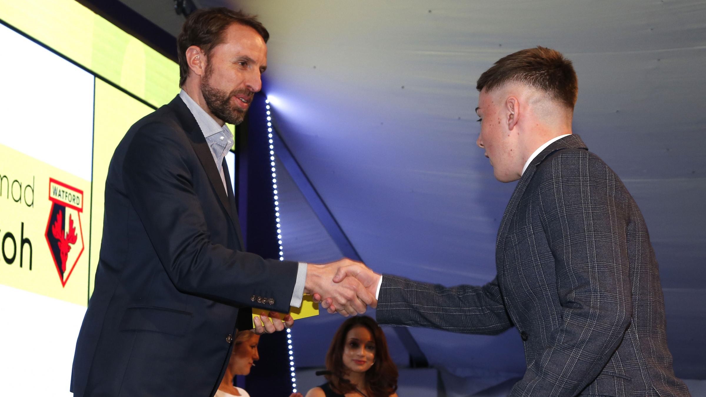 Daniel Williams with England manager Gareth Southgate.