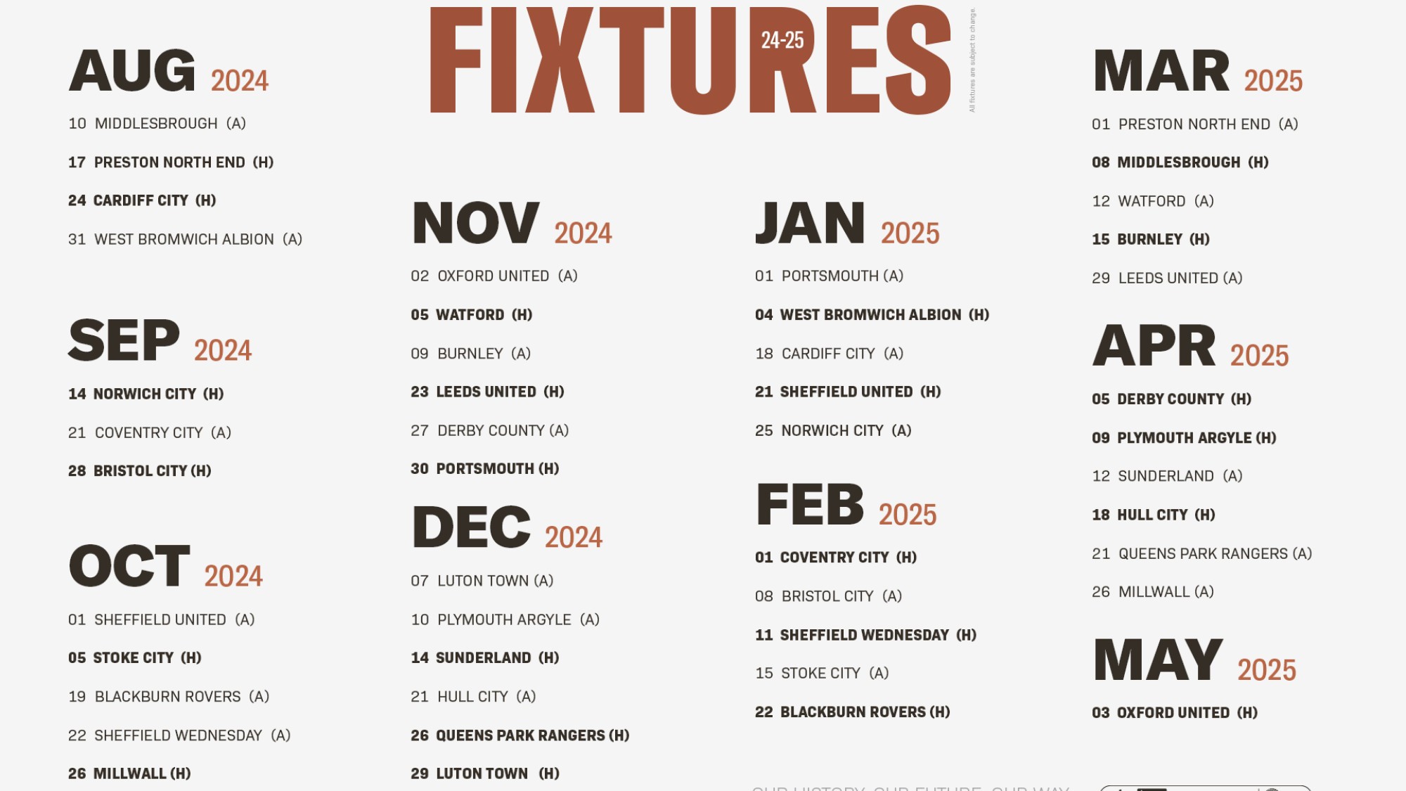 2024-25 Fixture List | Swansea