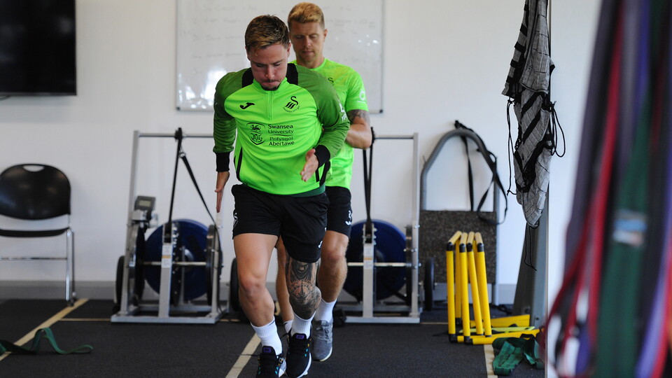 Swansea City training ahead of the pre-season friendly with Exeter City