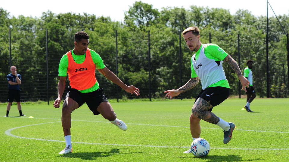 Swansea City training ahead of the pre-season friendly with Exeter City