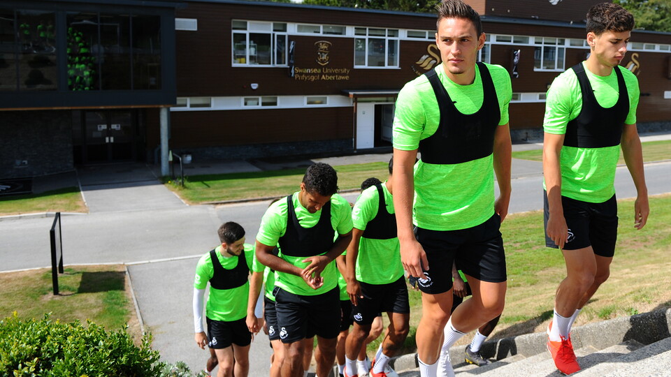 Swansea City training ahead of the pre-season friendly with Exeter City