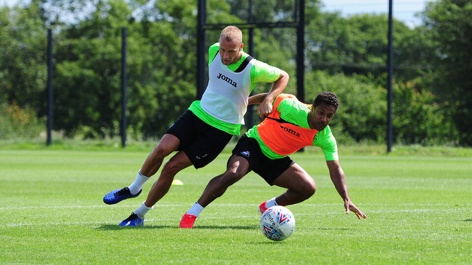 Swansea City training ahead of the pre-season friendly with Exeter City