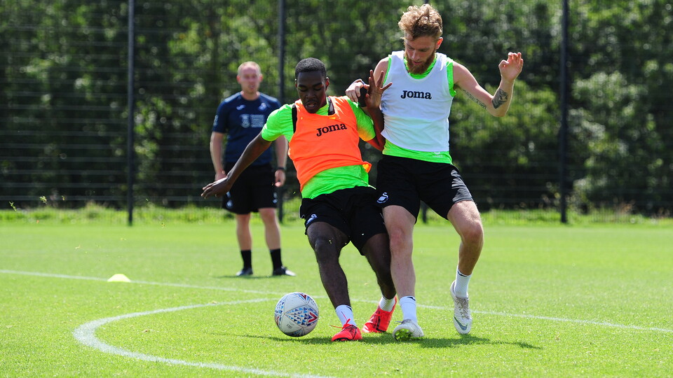 Swansea City training ahead of the pre-season friendly with Exeter City