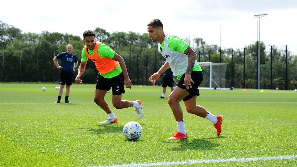 Swansea City training ahead of the pre-season friendly with Exeter City