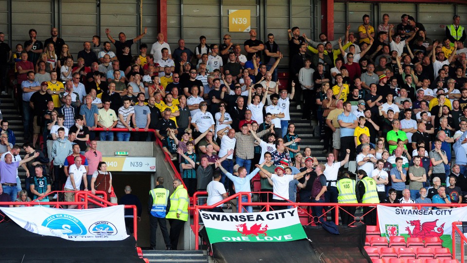 Swansea City fans at Bristol City
