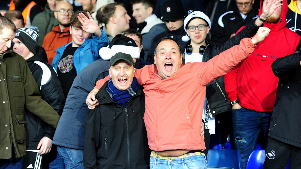 Swansea City fans at Luton Town
