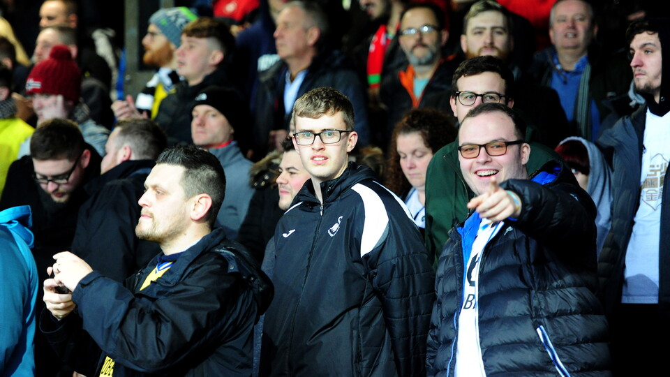 Swansea City fans at Luton Town