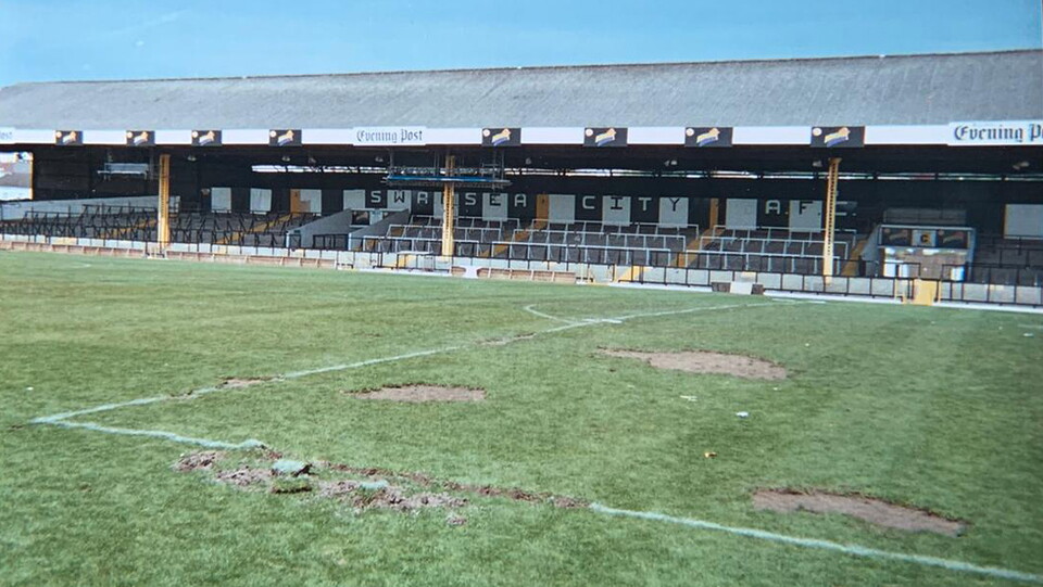 Clumps turf were taken from the Vetch Field pitch after the final match against Wrexham. Photo courtesy of Kristian O'Leary