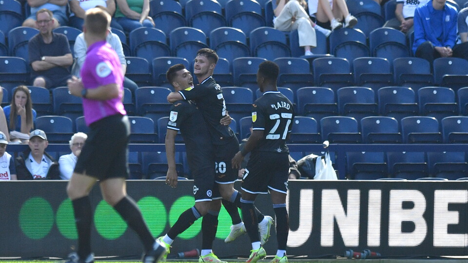 Preston away Joel Piroe celebration 2