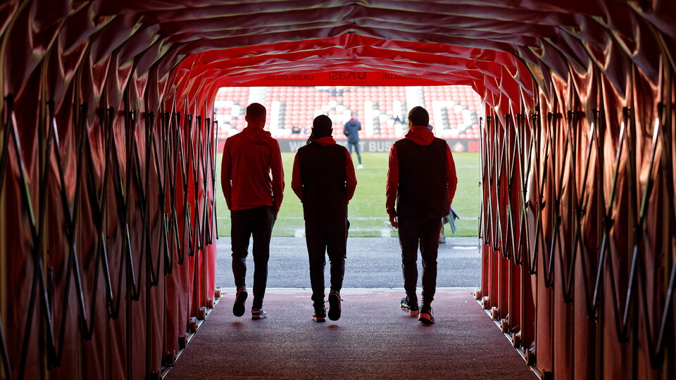 Players walking out of the tunnel at the Stadium of Light