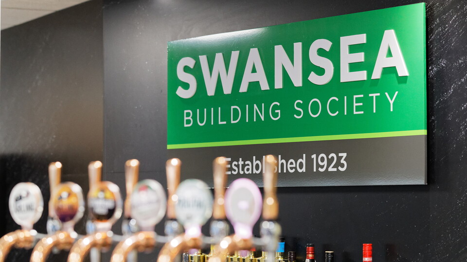 Swansea Building Society Branding on wall in hospitality areas
