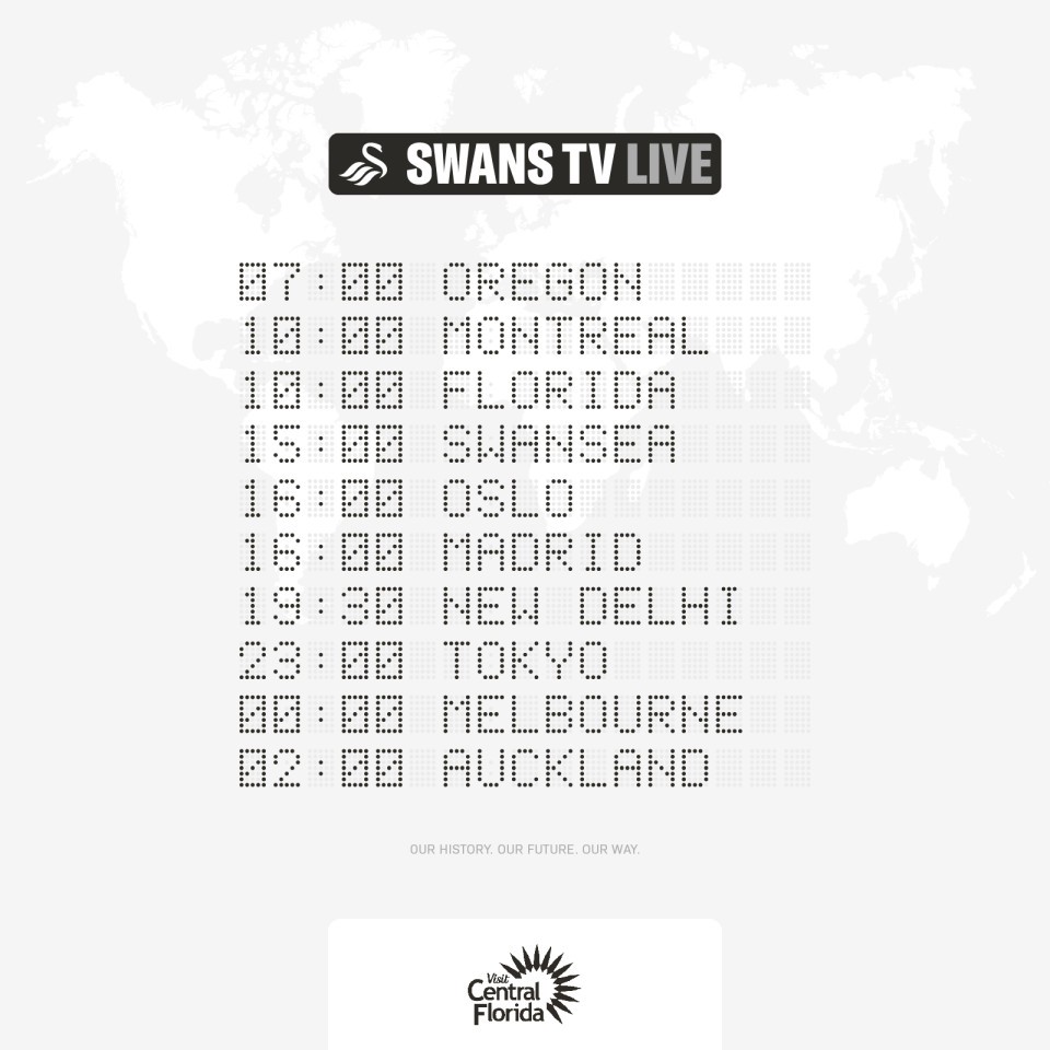 International kick off times for Swans v Birmingham City