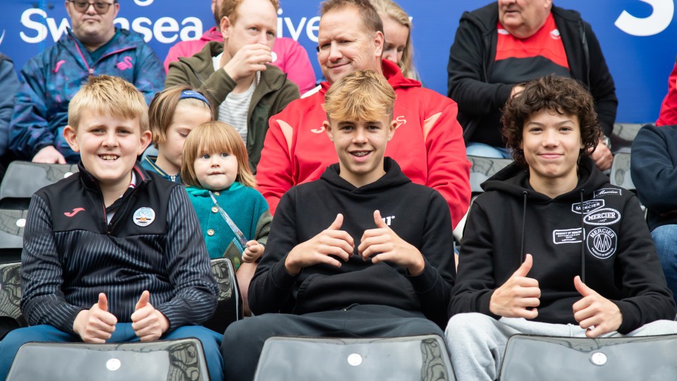Fans cheer on the Swans against Sheffield Wednesday