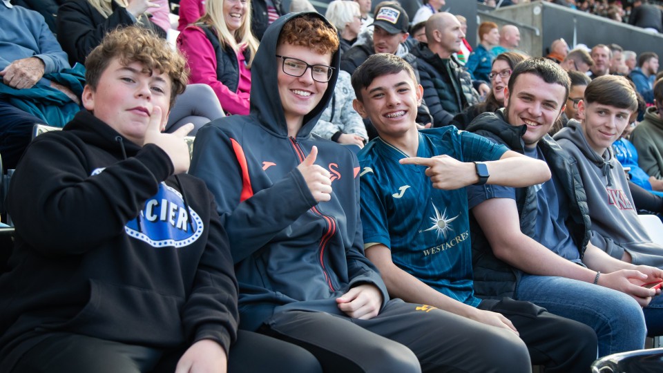 Fans cheer on the Swans against Sheffield Wednesday
