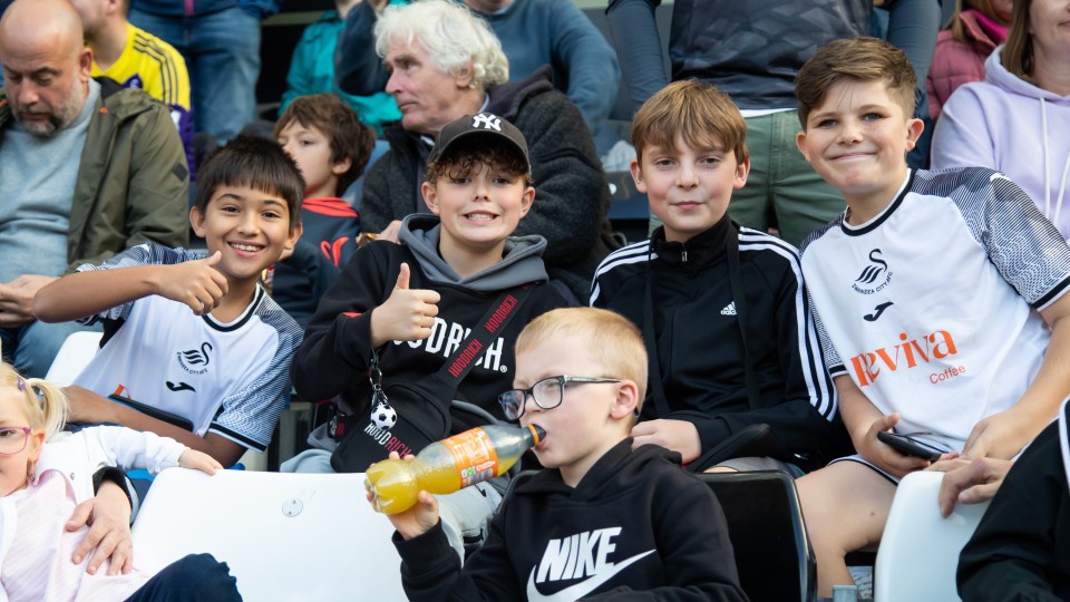 Fans cheer on the Swans against Sheffield Wednesday