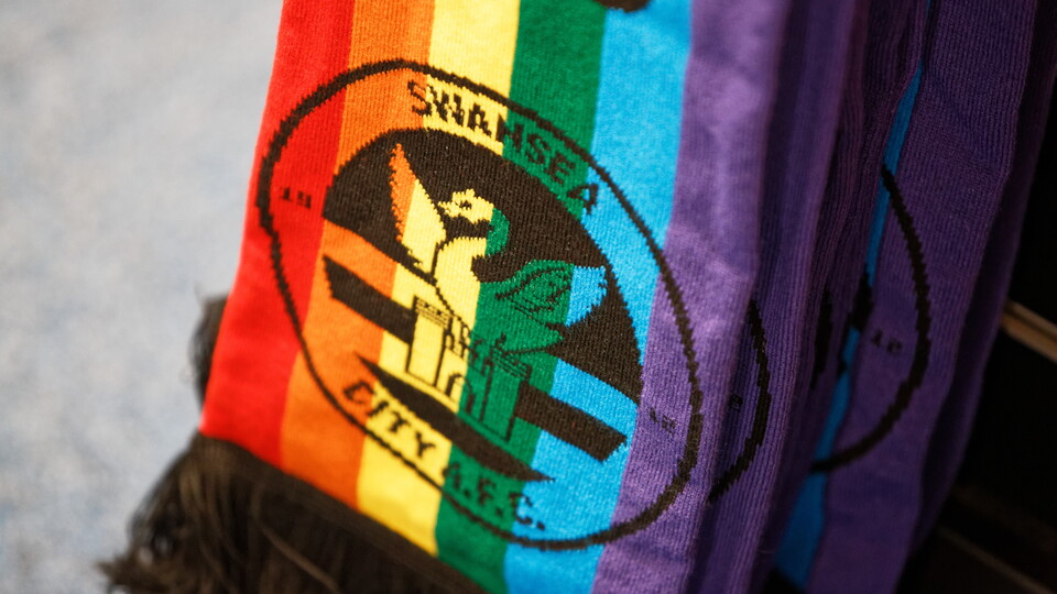 Swansea City rainbow scarf from the pride range