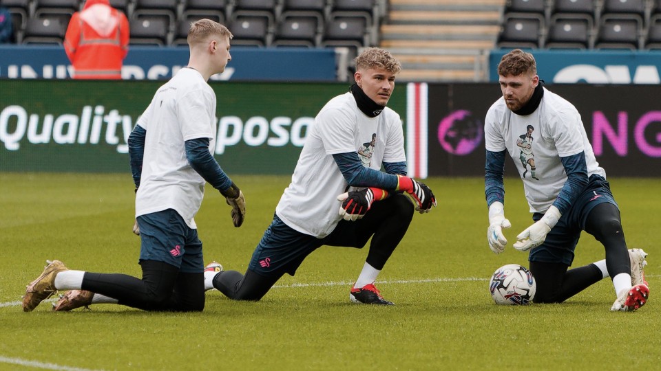 Warm-up prior to Cardiff City