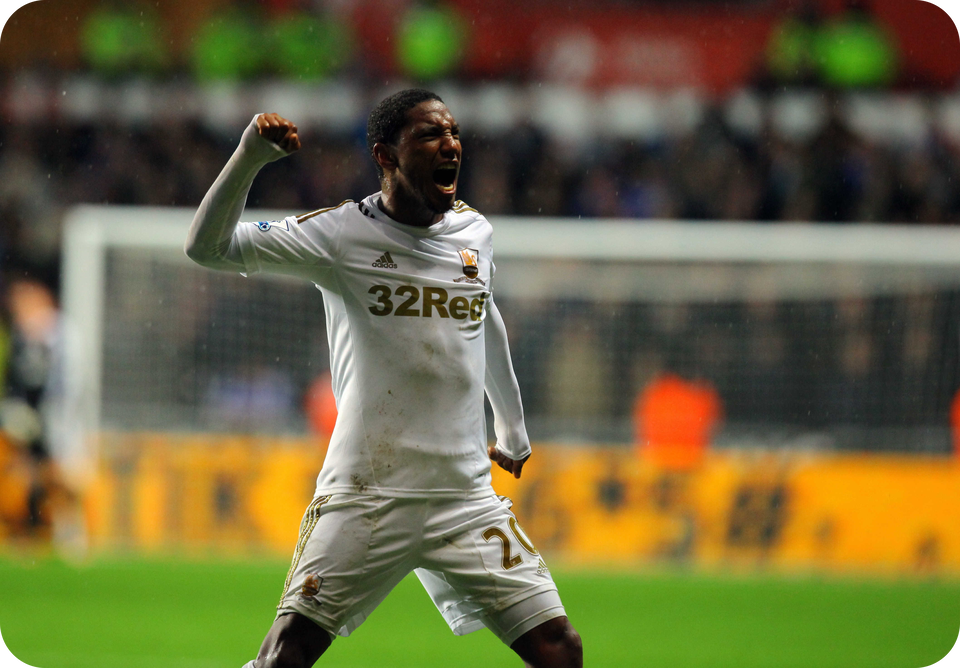Jonathan de Guzman, celebrating Pablo Hernandez's equaliser vs Chelsea, 20212