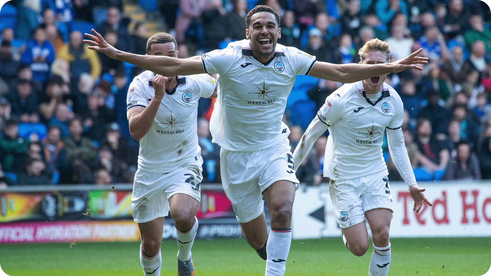 Cabango celebrating vs Cardiff