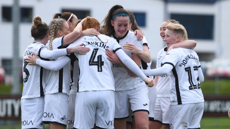 Swansea city Ladies celebrate a goal