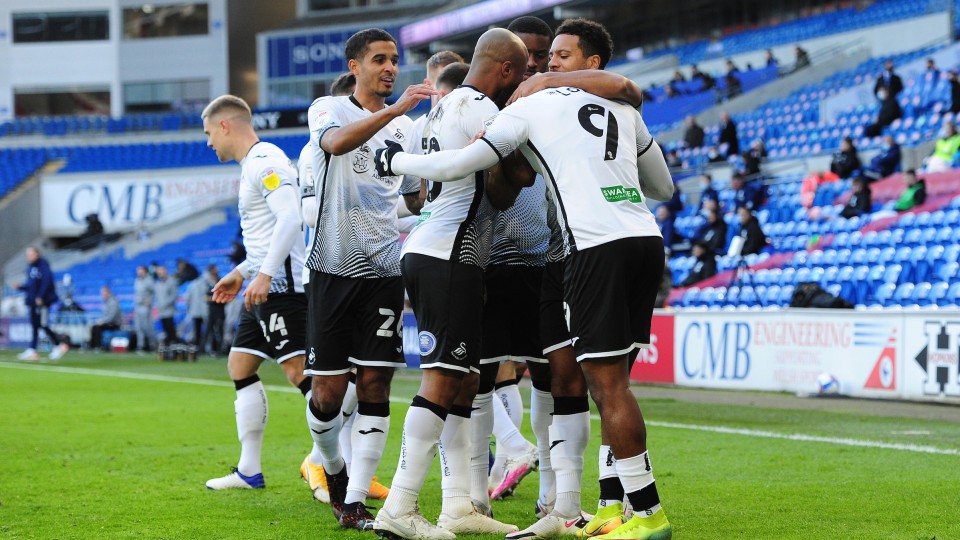 Cardiff away Jamal Lowe celebration