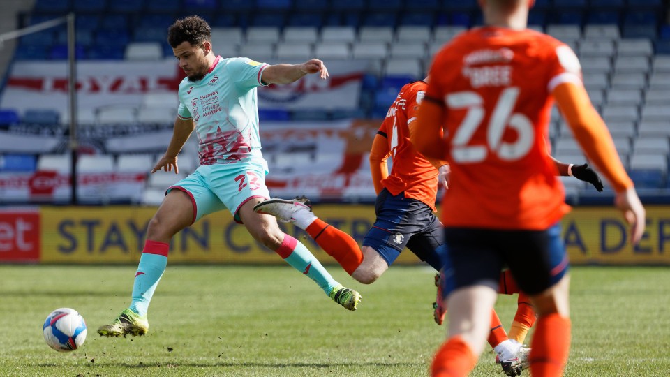 Luton away Joel Latibeaudiere