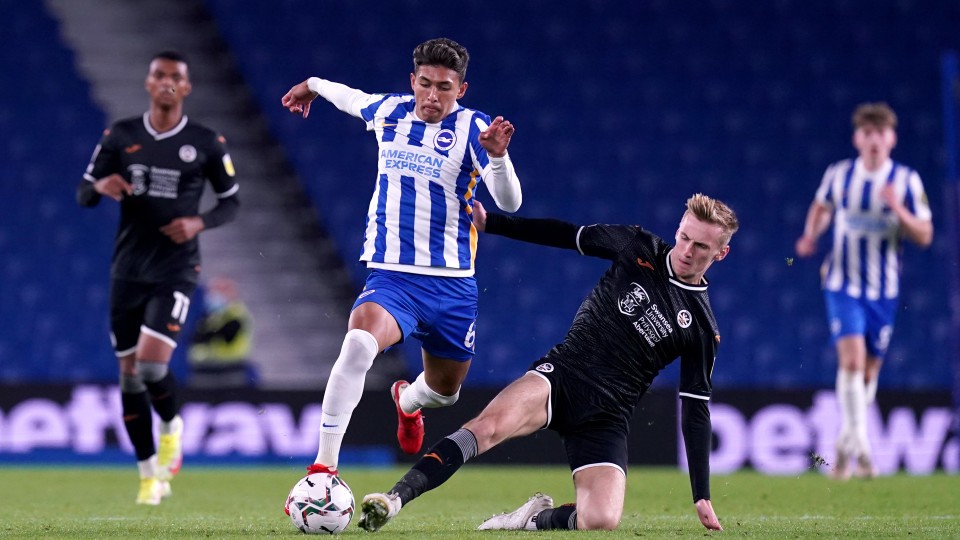 Brighton away Flynn Downes