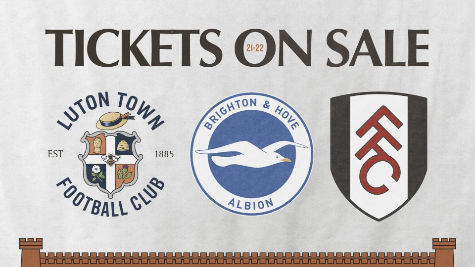 Ticket artwork Luton, Brighton, Fulham