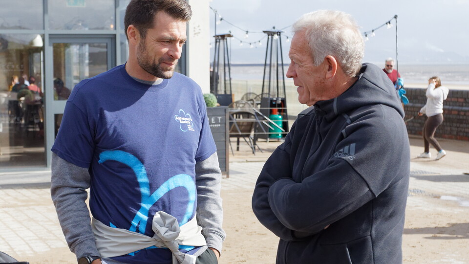 Russell Martin and Swans president Alan Curtis