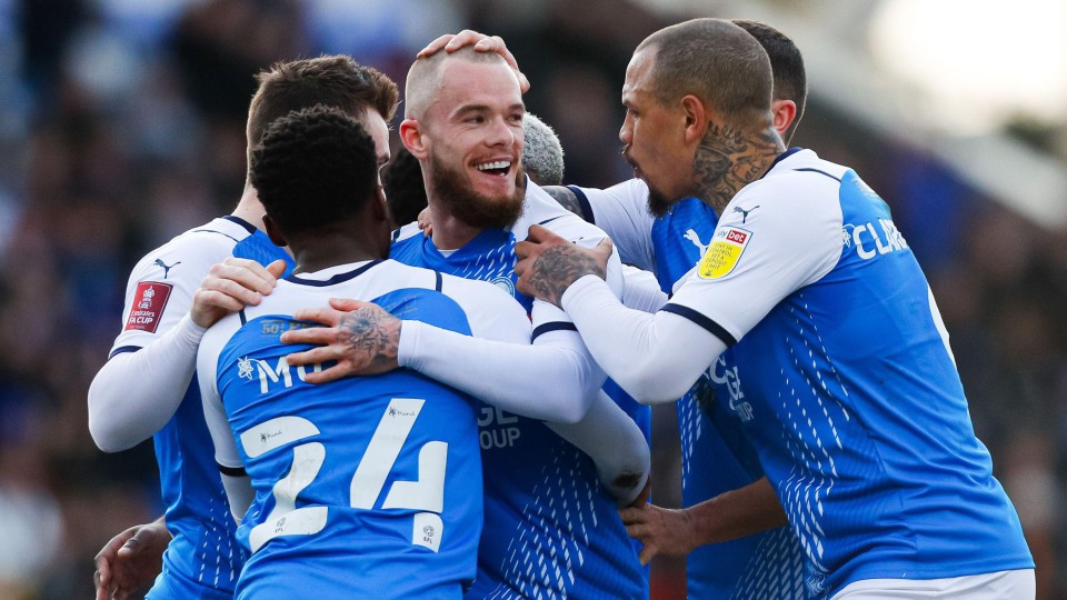 Peterborough United players celebrate