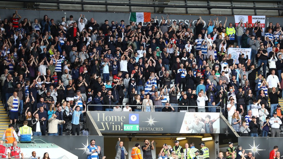 Queens Park Rangers fans in the away end at the Swansea.com Stadium