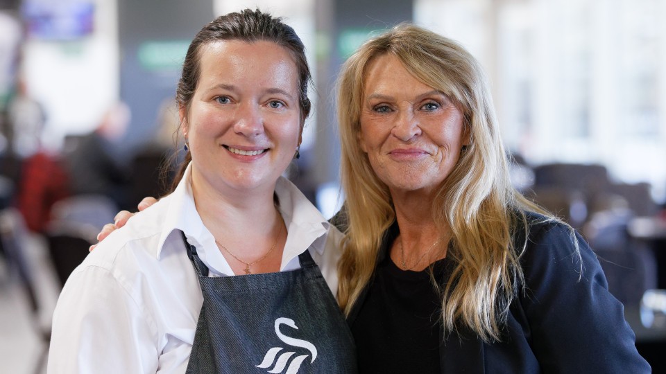 Mariana poses with Kim in the Swansea Building Society Lounge