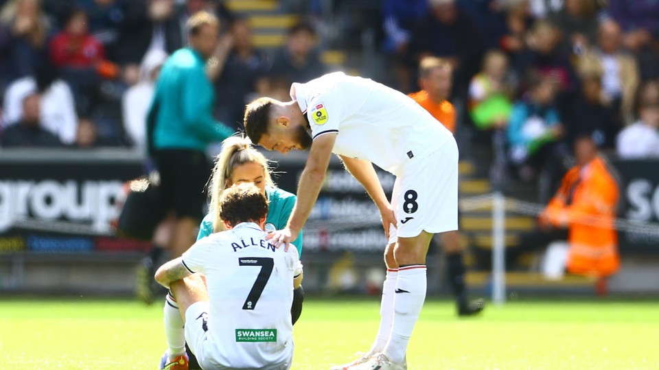 Joe Allen injury v Hull City