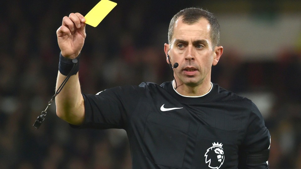 Peter Bankes shows yellow card