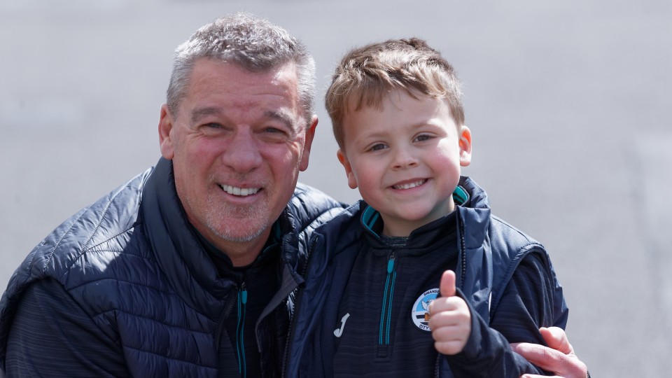 Two Swansea City fans at Huddersfield Town