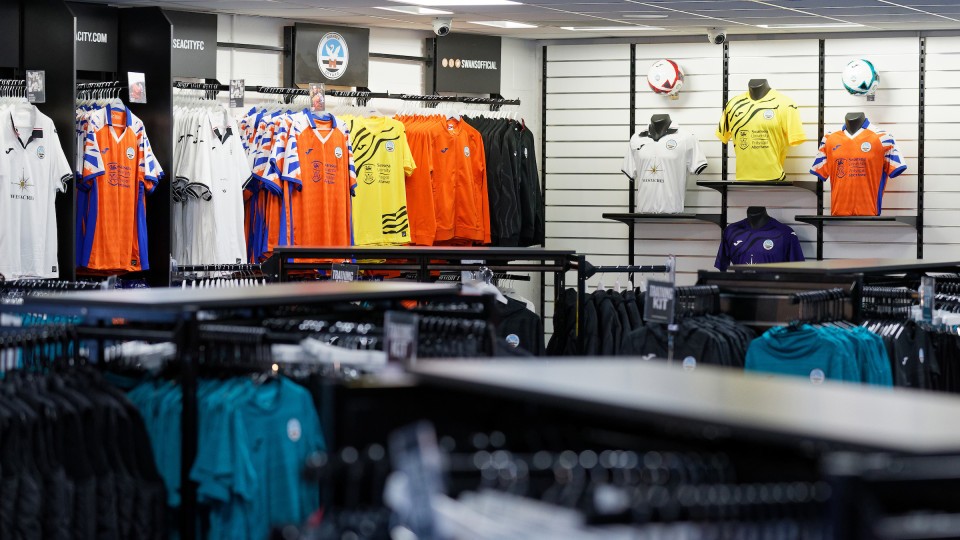 Interior of Swansea City's club shop
