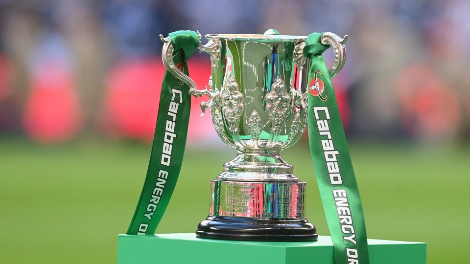 Carabao Cup on the plinth at Wembley