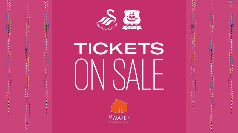 Tickets on sale for Plymouth at home. The match is dedicated to Maggie's Swansea