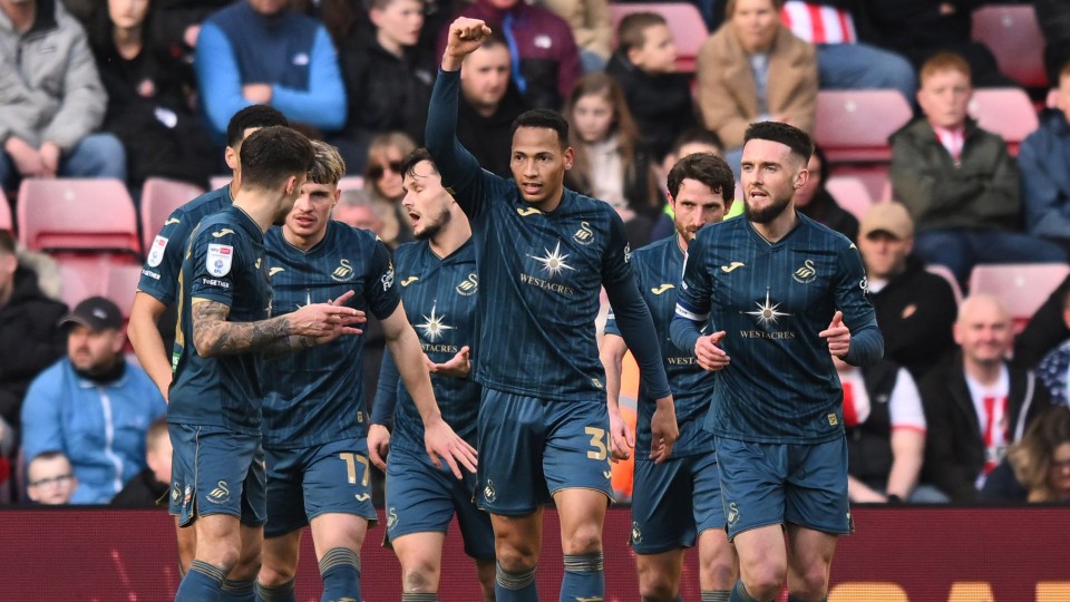 Swansea City celebration at Sunderland 