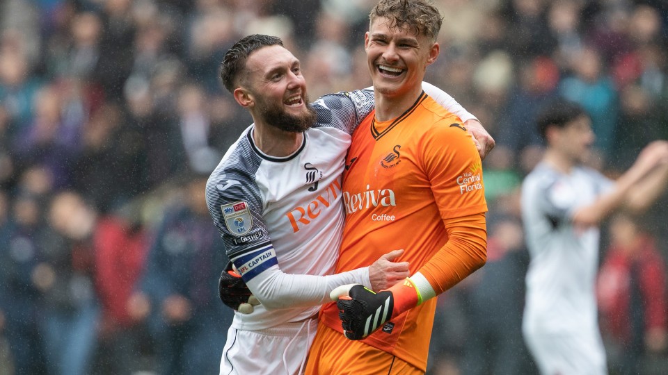 Matt Grimes derby celebration