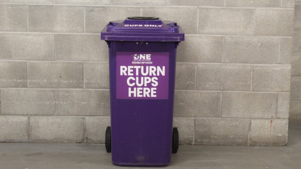 Return cups here bin