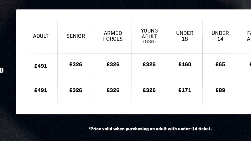Season Ticket | General Sale Pricing